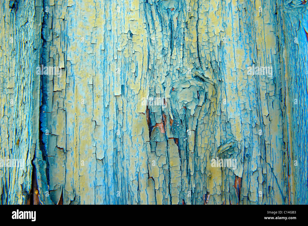 L'écaillage de la peinture bleu fond close up Banque D'Images