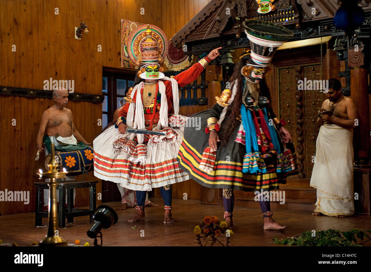Performances, Kathakali fort Cochin, Kerala, Inde Banque D'Images