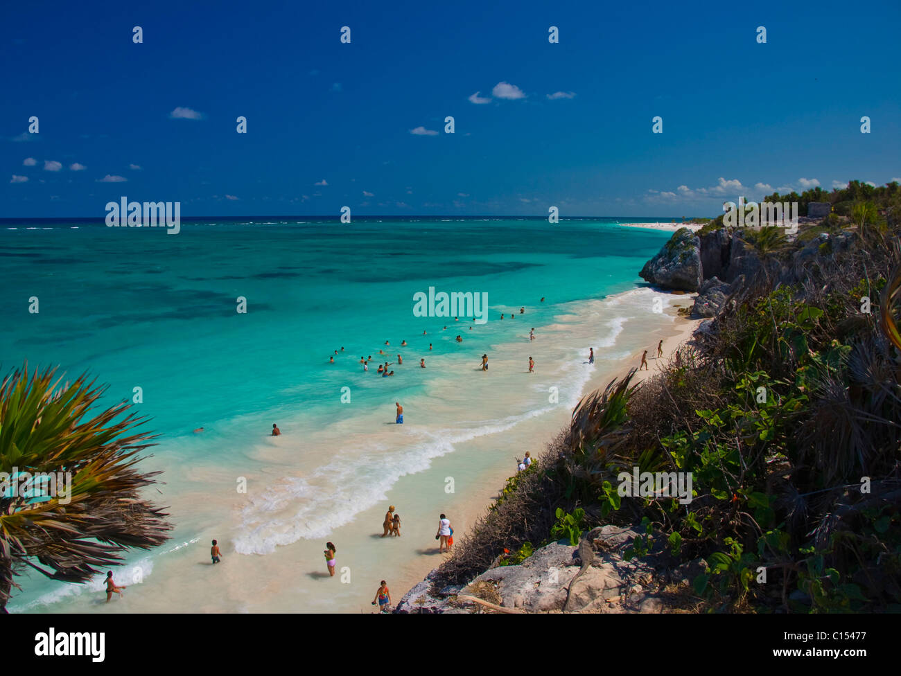 Vue sur la plage à Tulum Banque D'Images