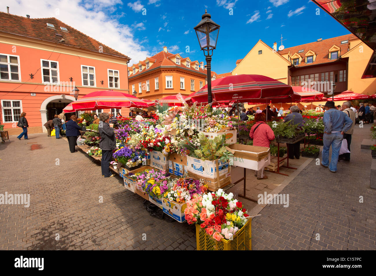 Dolac Marché aux fleurs [ ] Dolac Tržnica , Zagreb, Croatie Banque D'Images