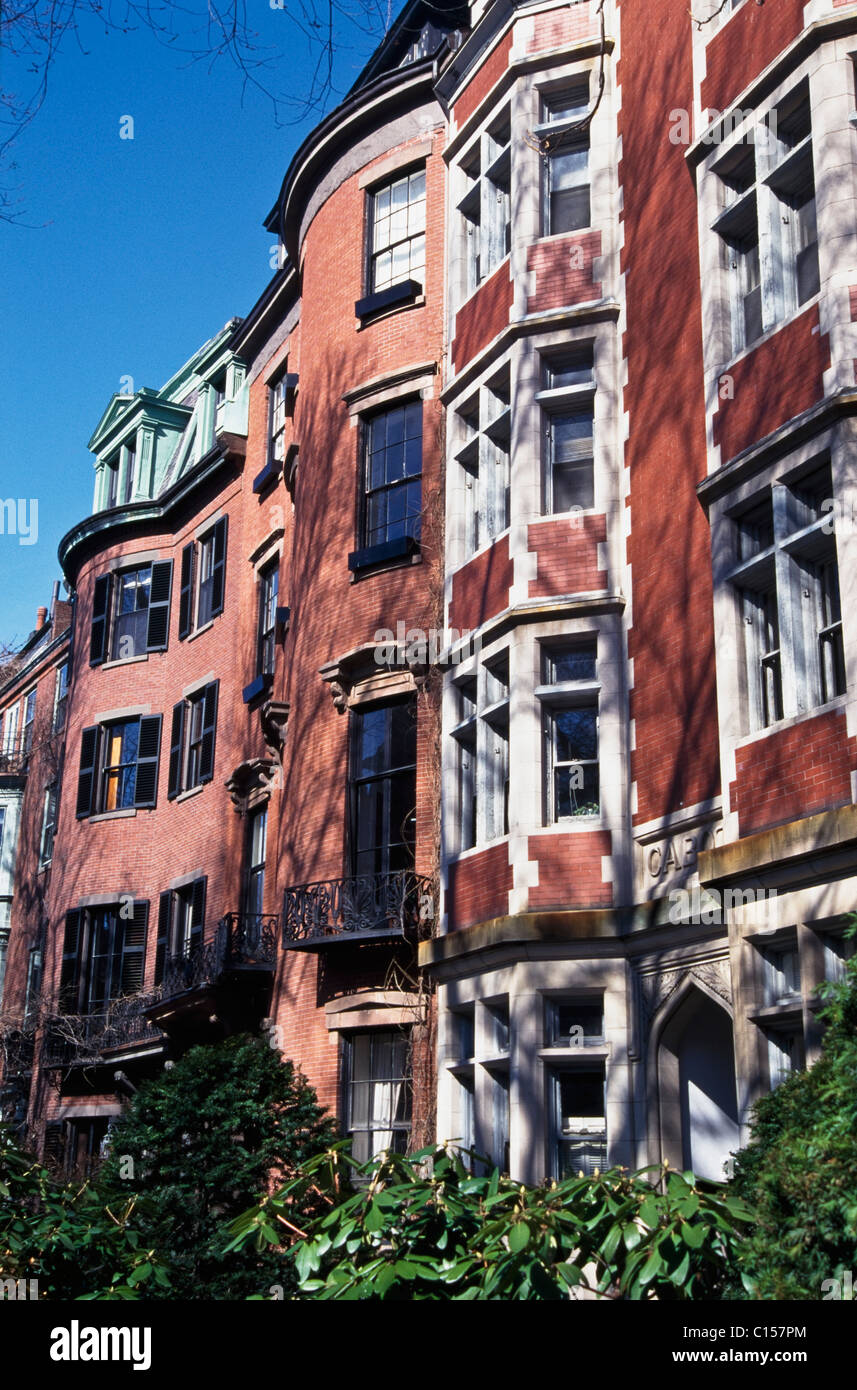 Brownstone Townhouses sur Mount Vernon Street Banque D'Images