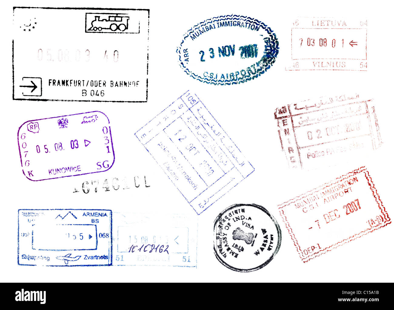 Timbres de Passeport doux pour votre conception d'arrière-plan Banque D'Images