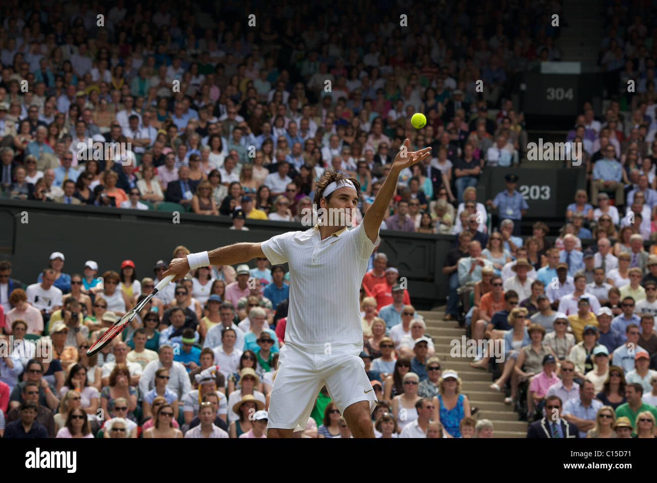 Roger Federer, Suisse, à l'All England Lawn Tennis Championships, à Wimbledon, Londres, Angleterre. Banque D'Images