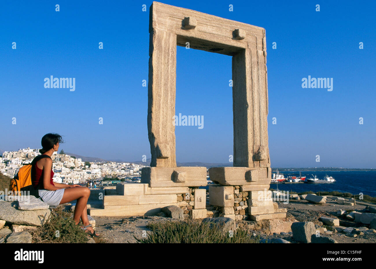 Temple de Dionysos, ville de Naxos, l'île de Naxos, Cyclades, Grèce, Europe Banque D'Images