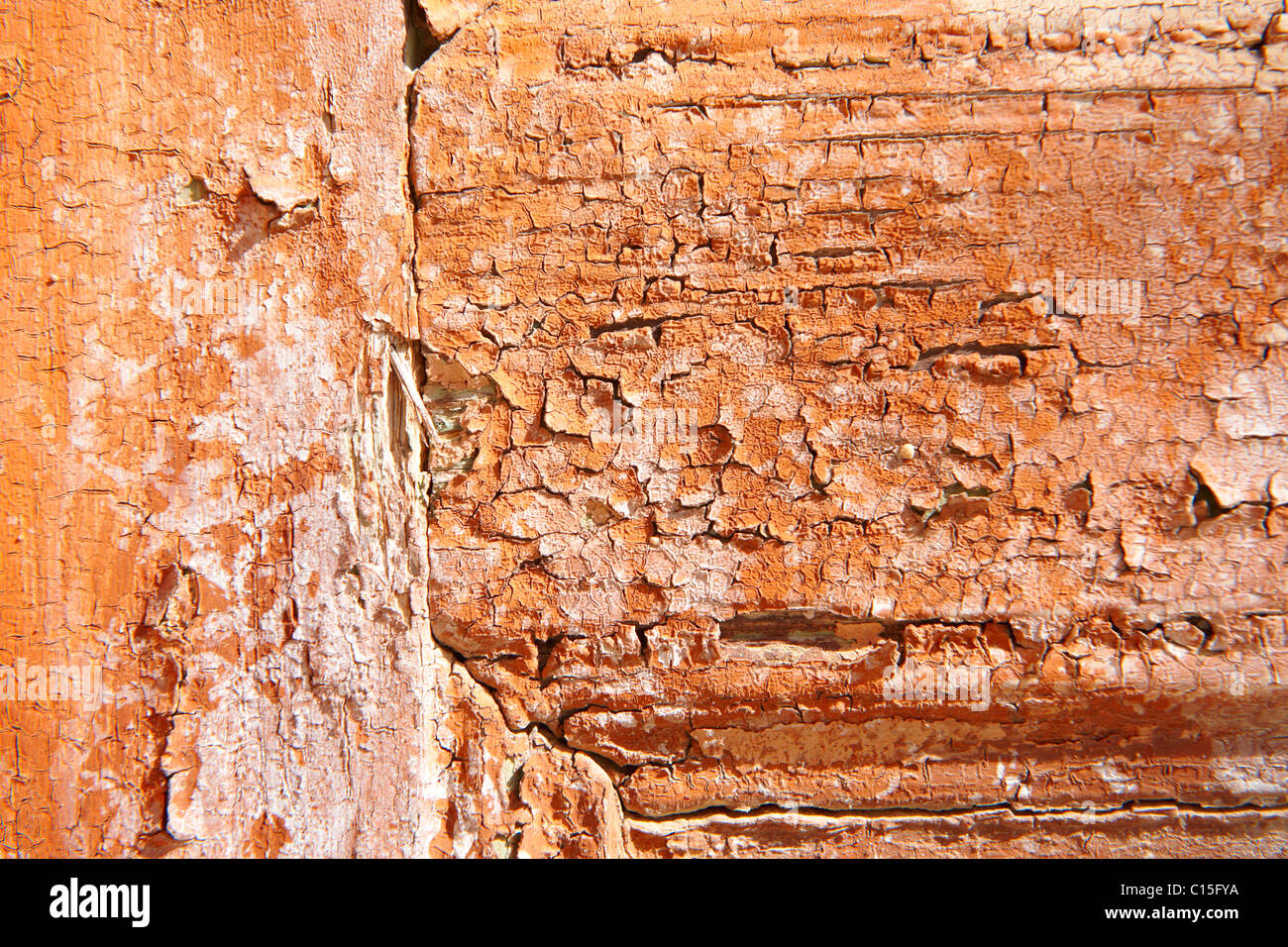 L'écaillage de la peinture orange fond close up Banque D'Images