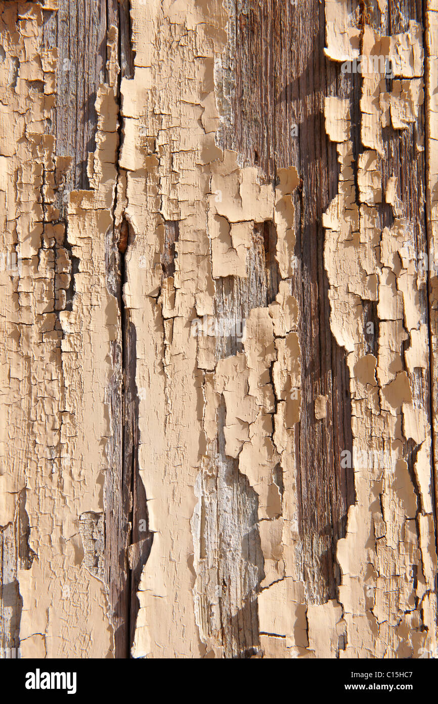 L'écaillage de la peinture crème fond close up Banque D'Images
