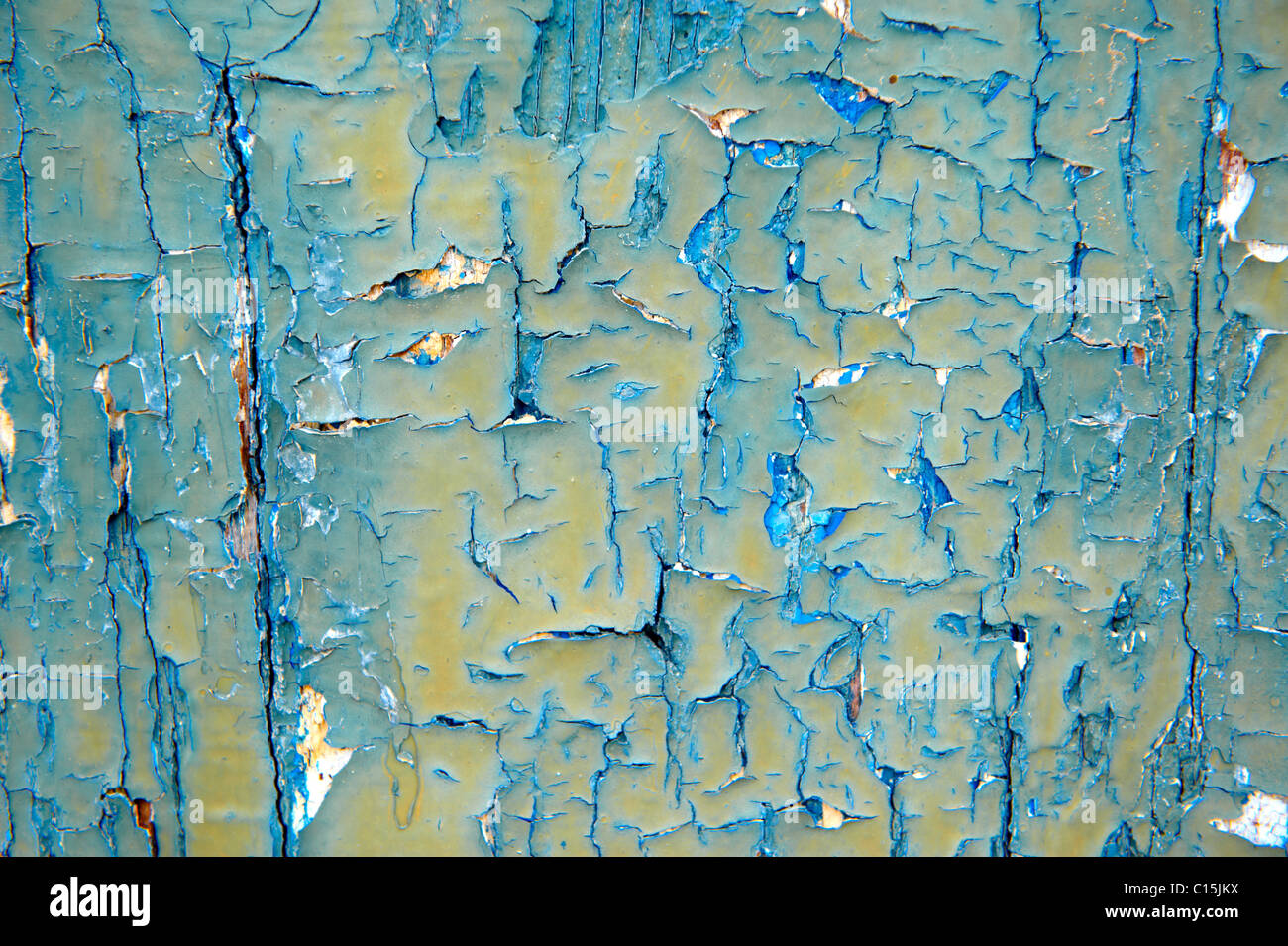 L'écaillage de la peinture bleu fond close up Banque D'Images