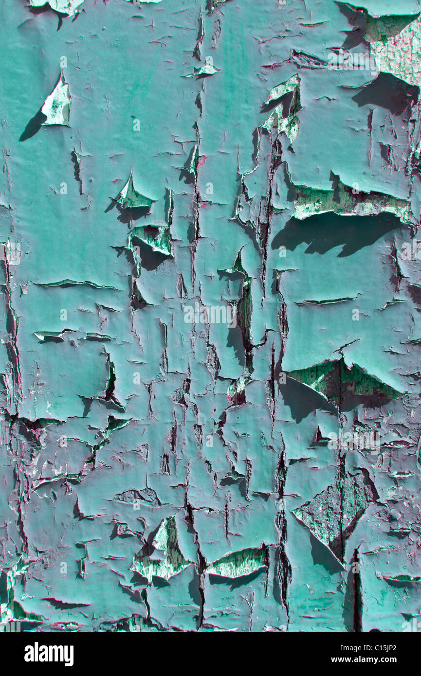 L'écaillage de la peinture bleu fond close up Banque D'Images