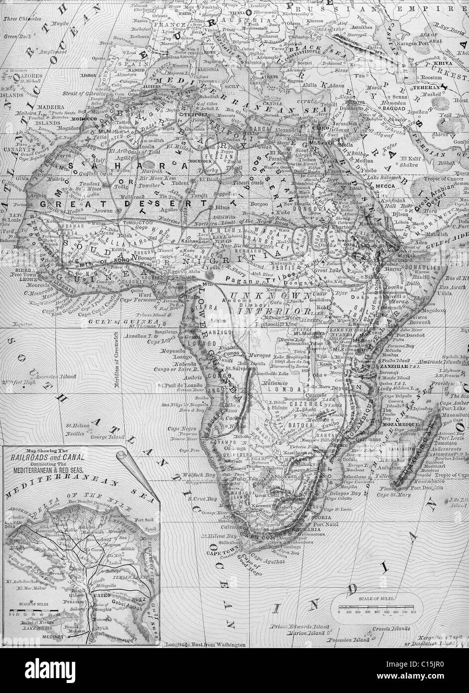 Ancienne carte de l'Afrique à partir de l'original, 1884 manuel de — free download