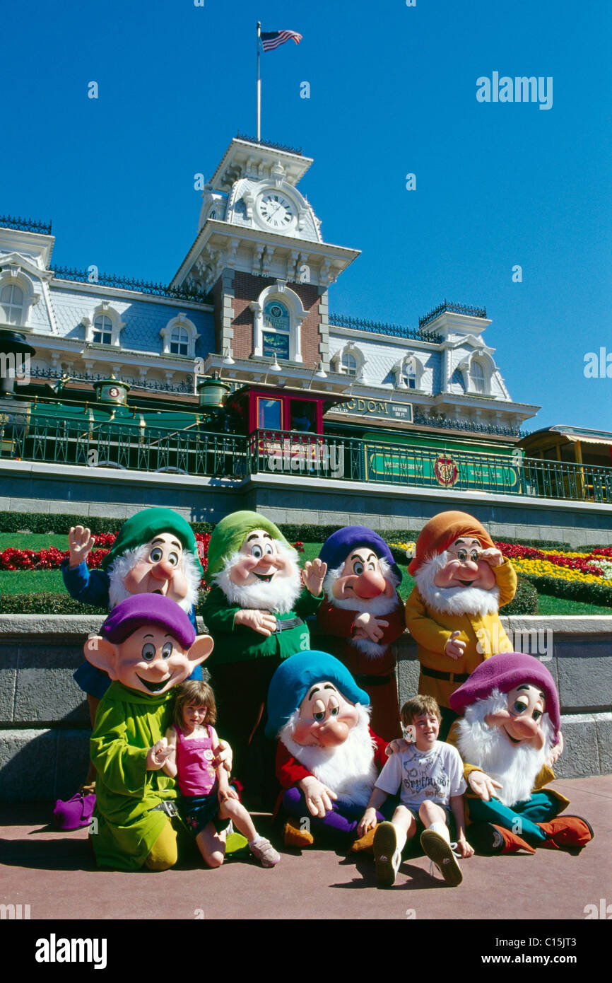 Snow White's sept nains, Disneyworld, Disney World, Orlando, Floride, USA Banque D'Images