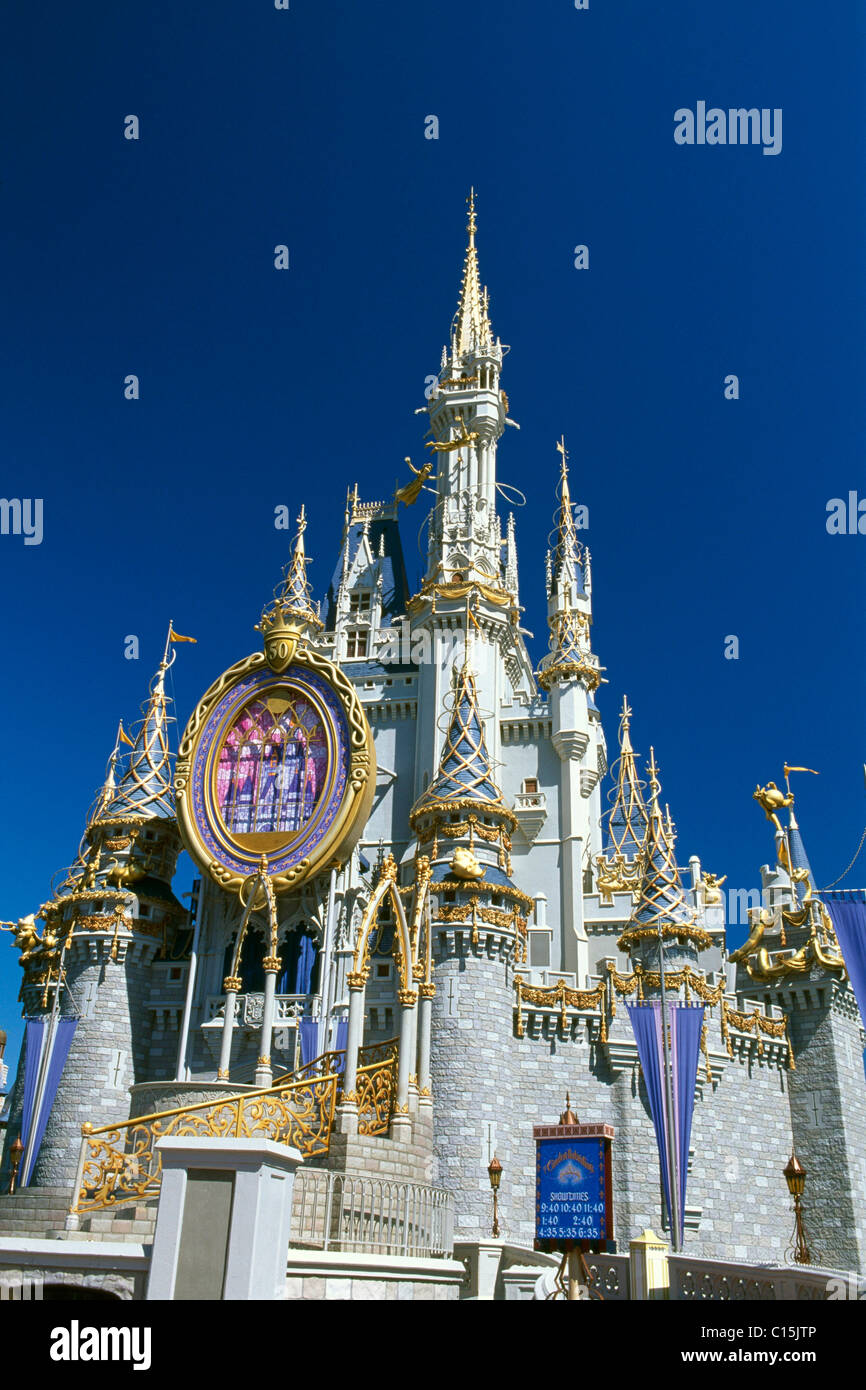 Château de Cendrillon, Disneyworld, Disney World, Orlando, Floride, USA Banque D'Images