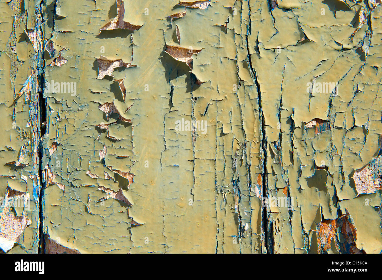 L'écaillage de la peinture verte close up contexte Banque D'Images