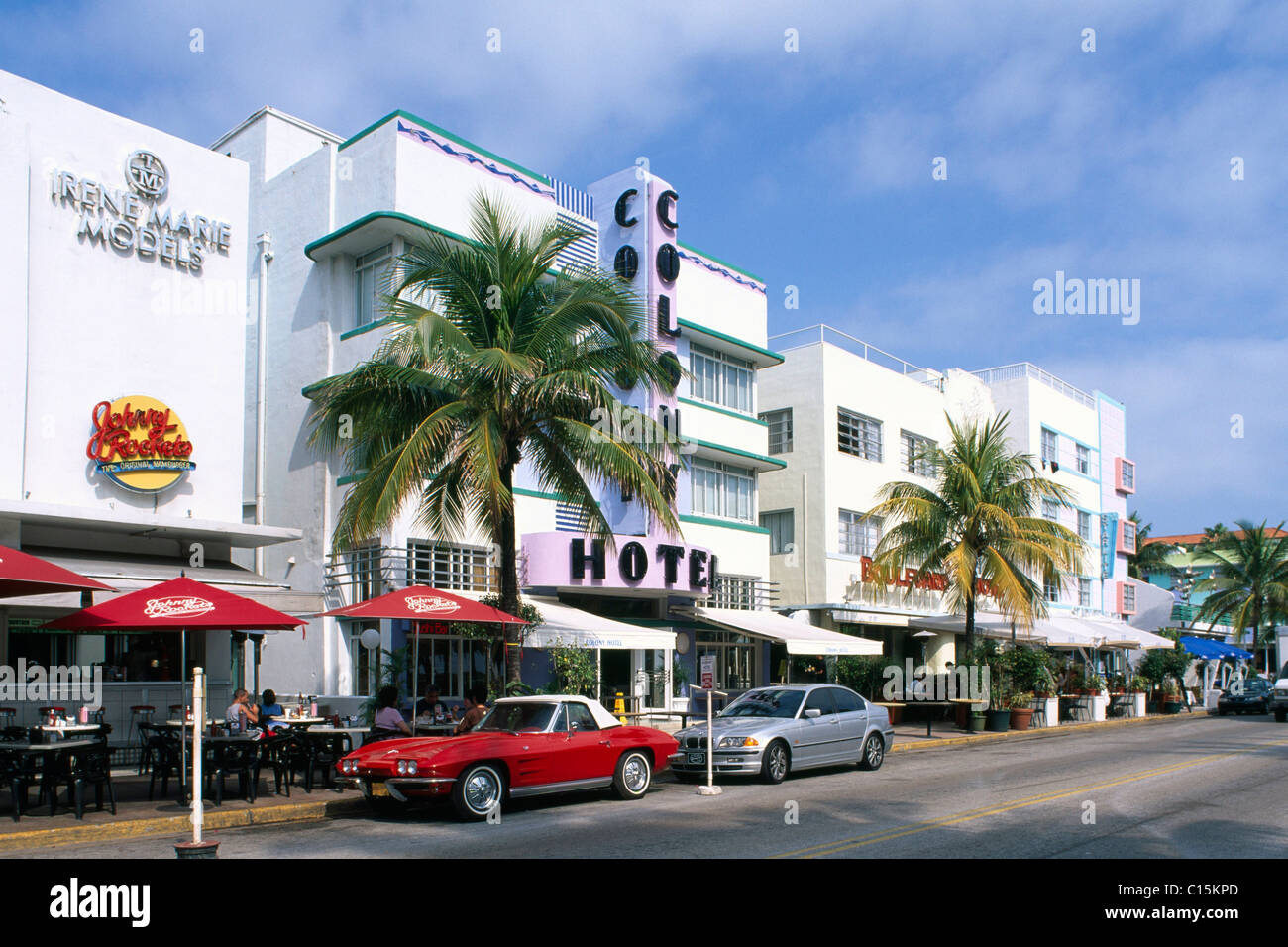 Colony Hotel, Ocean Drive, Miami, Floride, USA Banque D'Images