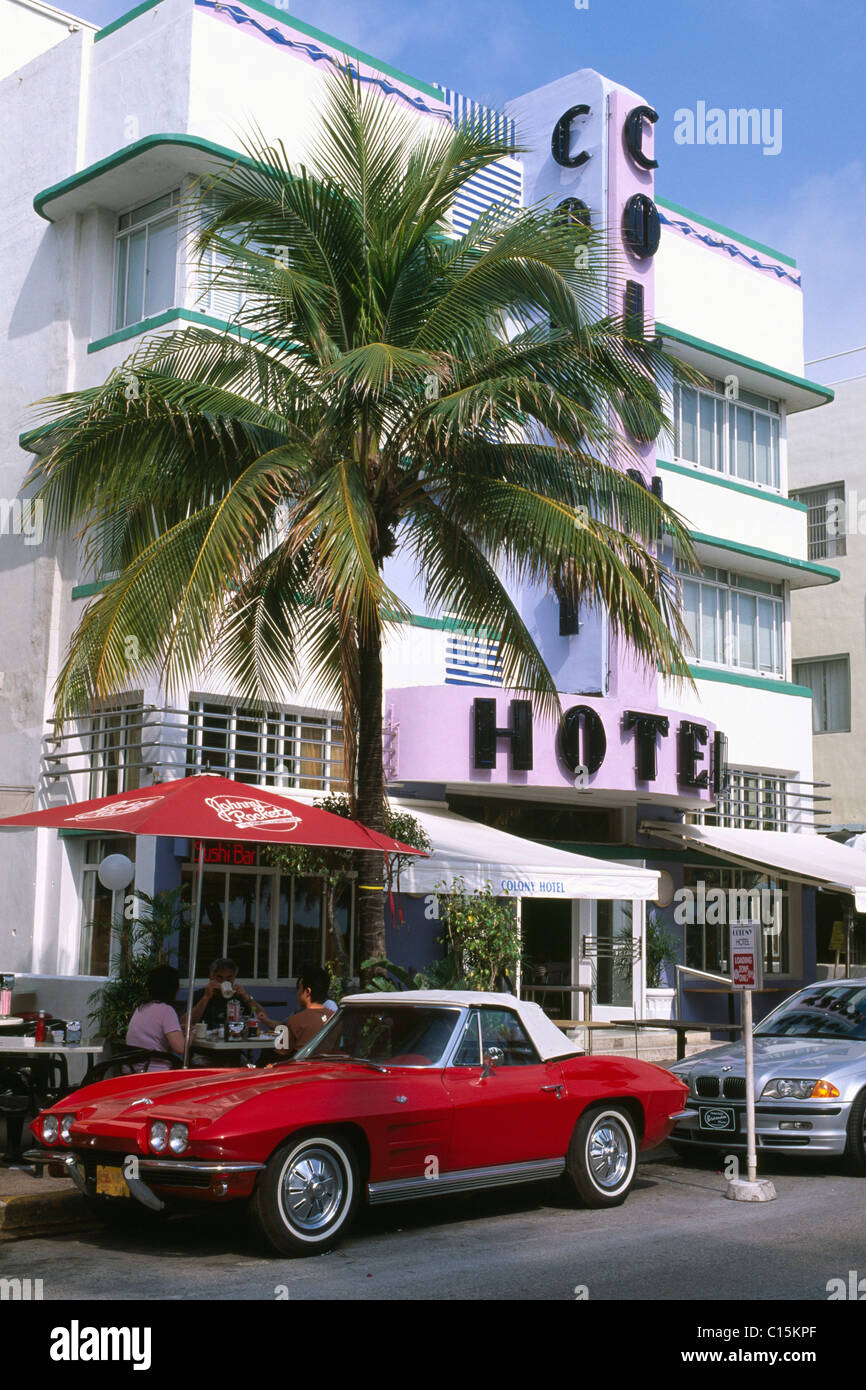 Colony Hotel, Ocean Drive, Miami, Floride, USA Banque D'Images