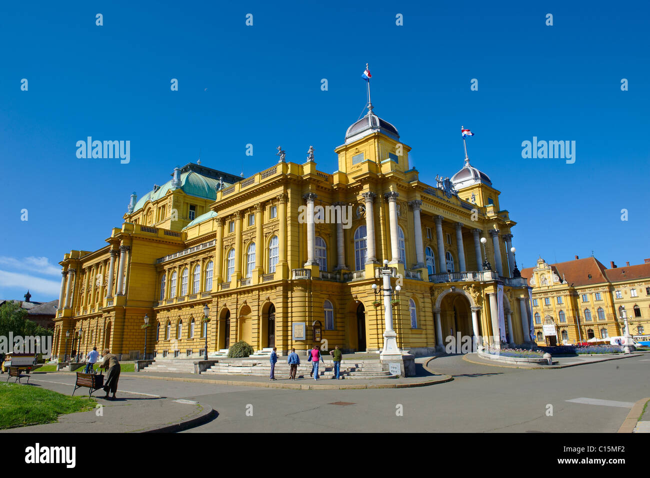 La néo baroque Théâtre national croate, le maréchal Tito Square , Zagreb, Croatie Banque D'Images