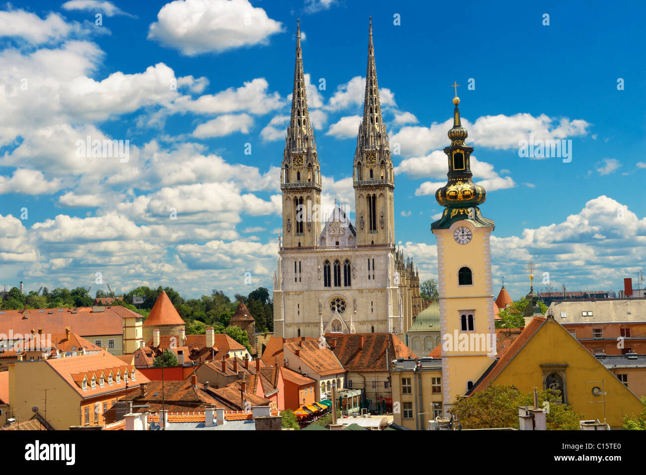 La cathédrale néo-gothique de l'Assomption de la Bienheureuse Vierge Marie, Zagreb, Croatie Banque D'Images