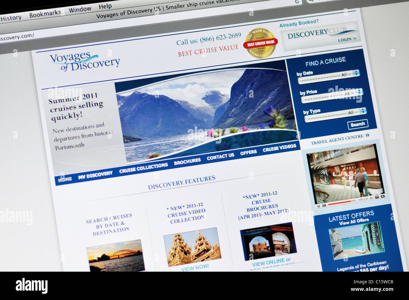 Voyages de découverte site web croisières Banque D'Images