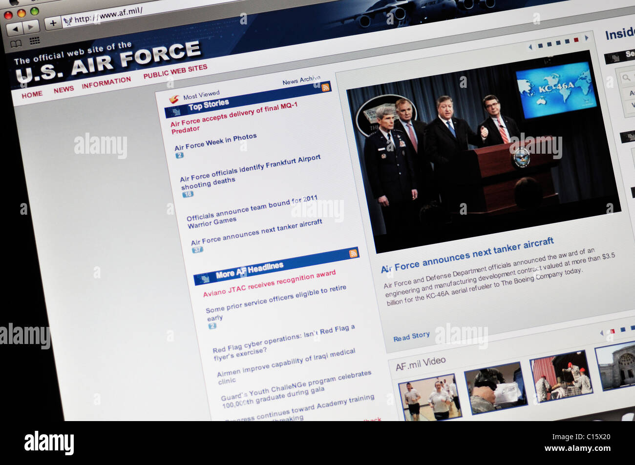 Site web de l'United States Air Force Banque D'Images