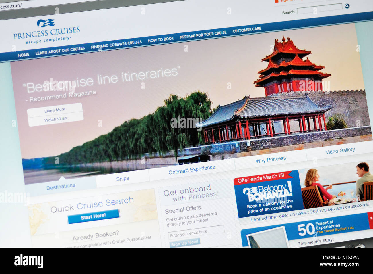 Site web de Princess Cruises Banque D'Images