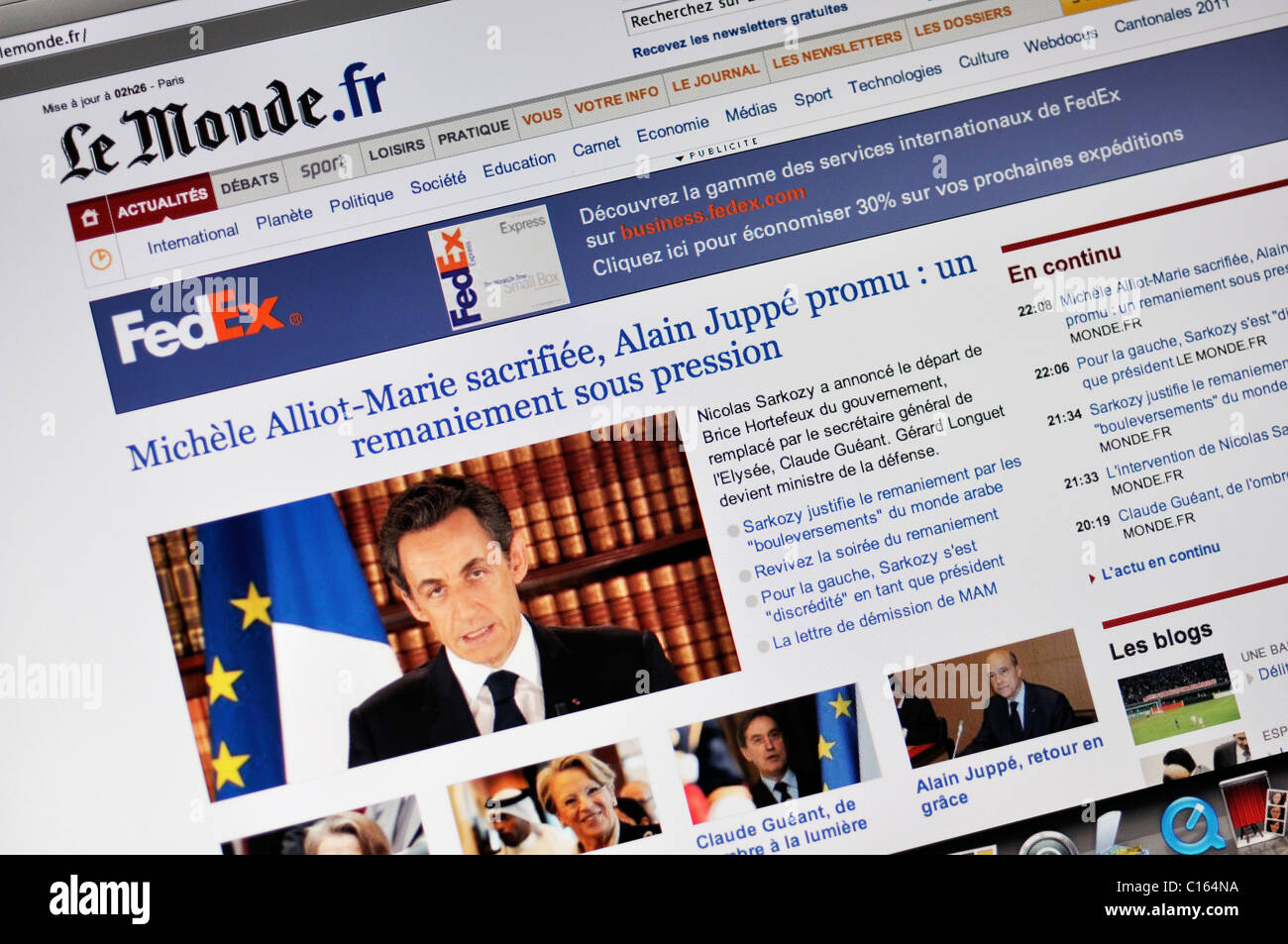 Le Monde en ligne nouvelles site web, France Banque D'Images