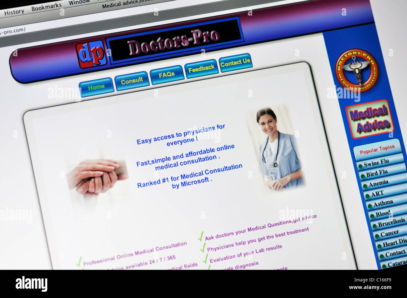 Doctors-Pro site web de conseils médicaux Banque D'Images