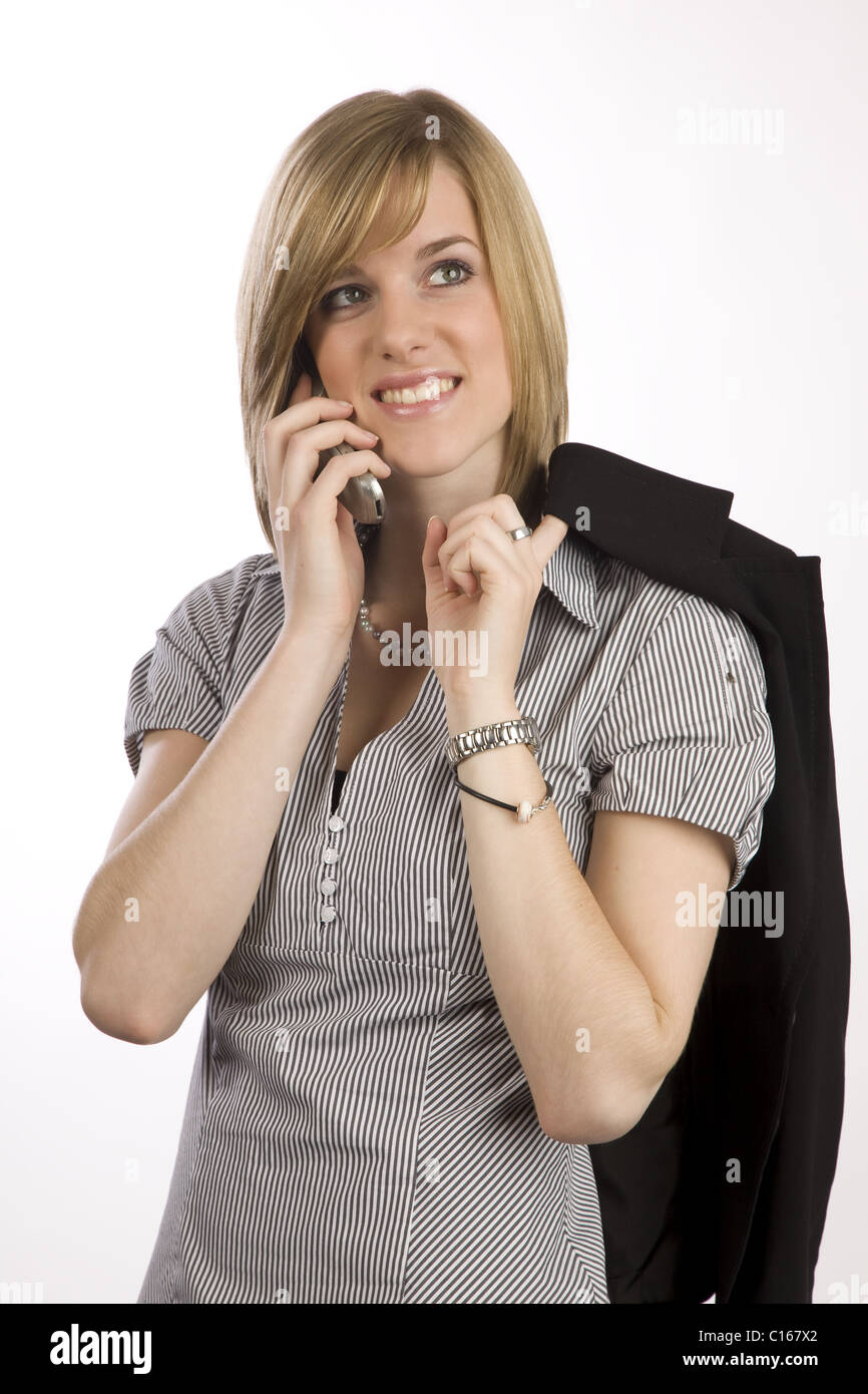 Woman with cellphone Banque D'Images