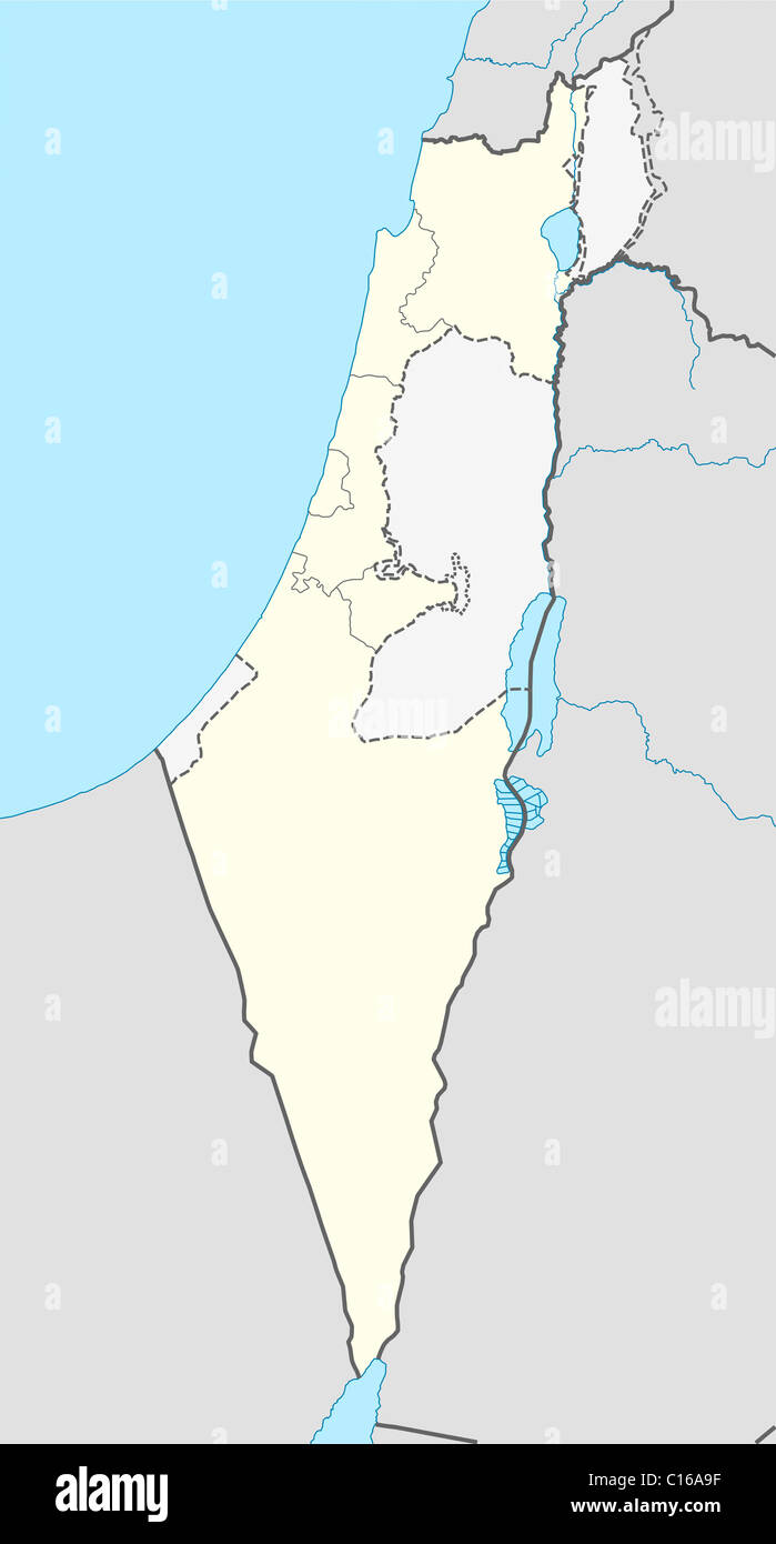 Illustration d'Israël carte montrant les frontières de l'Etat. Banque D'Images