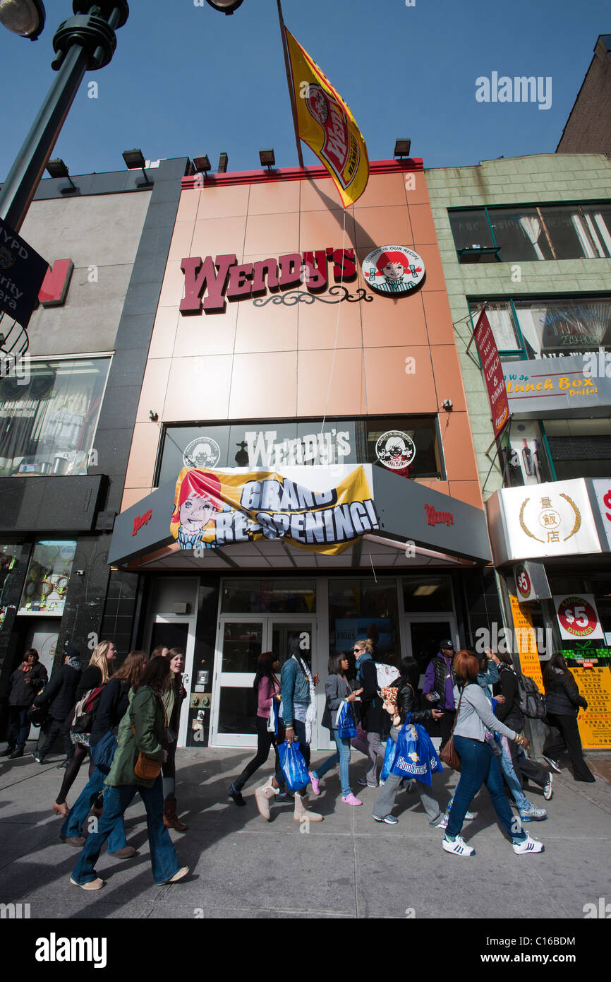 Un restaurant fast food Wendy's à New York Banque D'Images