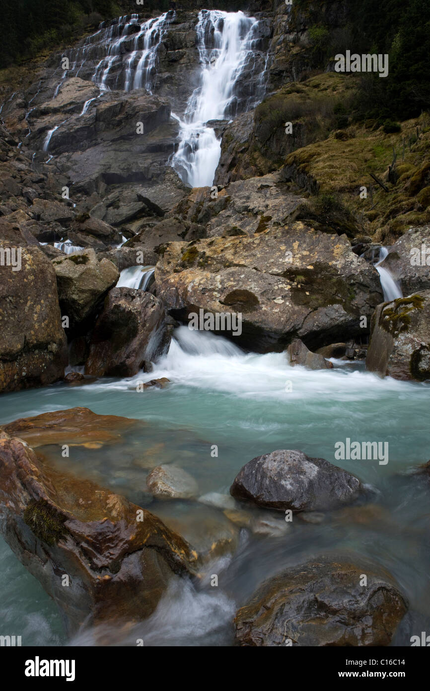 Grawa cascade, vallée du Stubaital, Tyrol du Nord, l'Autriche, Europe Banque D'Images