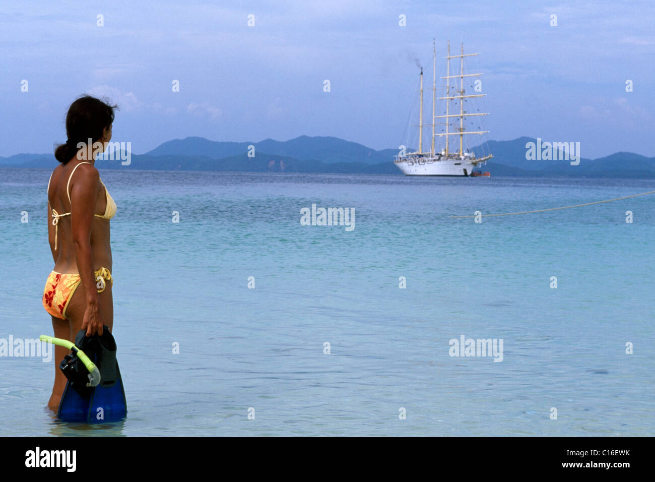 Et Snorkler cruiseship Star Flyer, Phuket, Thailande, Asie Banque D'Images