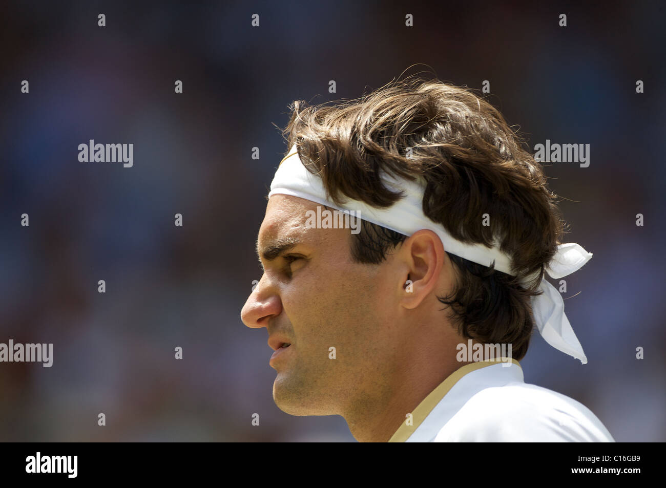 Roger Federer, Suisse, à l'All England Lawn Tennis Championships, à Wimbledon, Londres, Angleterre. Banque D'Images