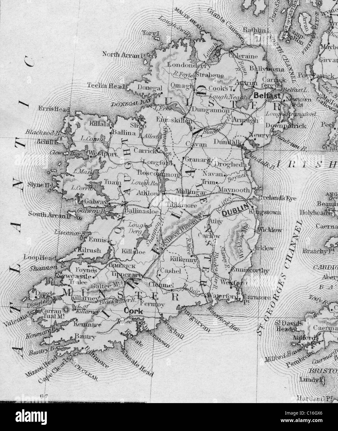 Carte ancienne du Royaume d'Irlande