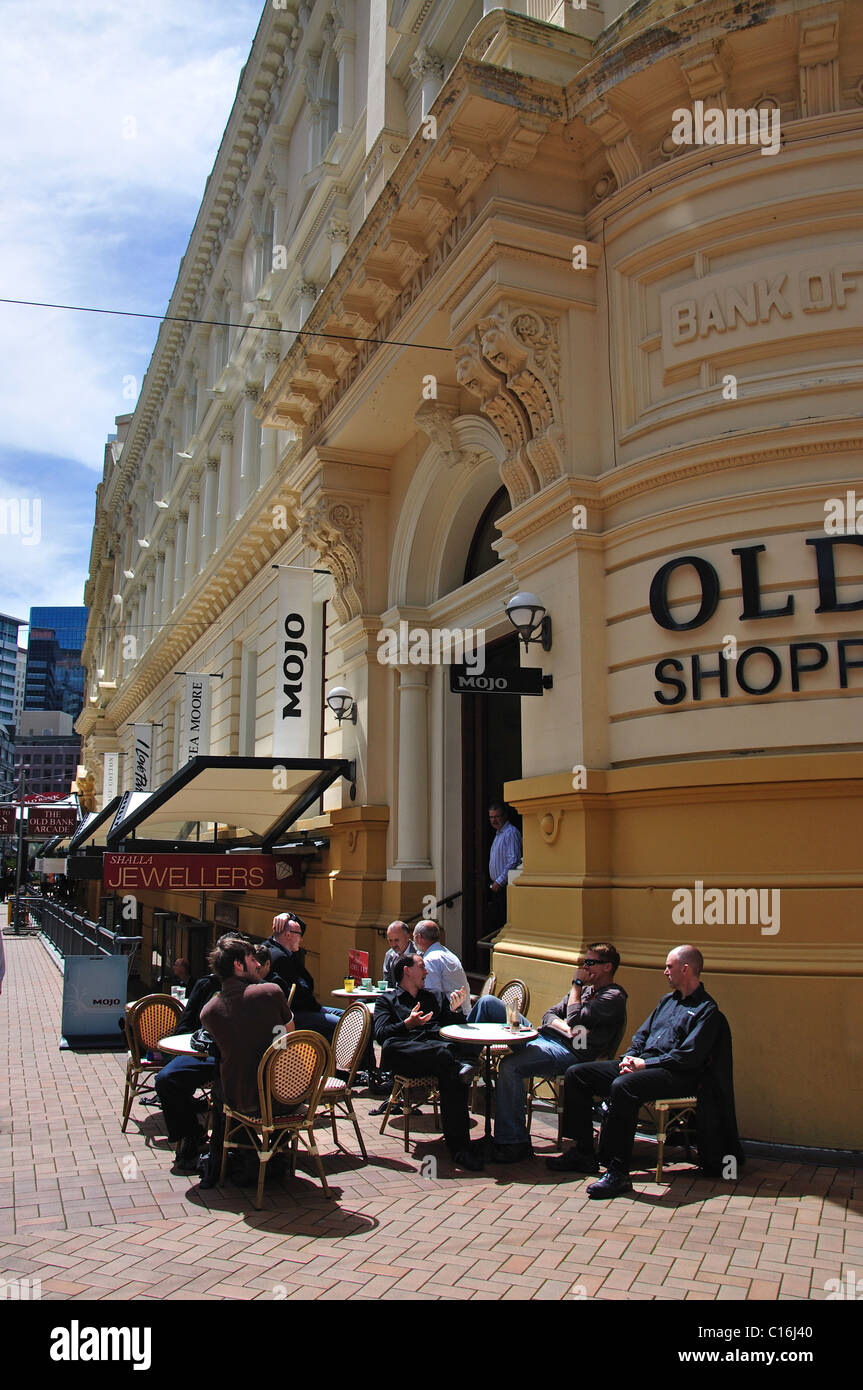 Old Bank of New Zealand Building café (galerie marchande), CNR. Lambton Quay et Customhouse Quay, CBD, Wellington, région de Wellington, Nouvelle-Zélande Banque D'Images