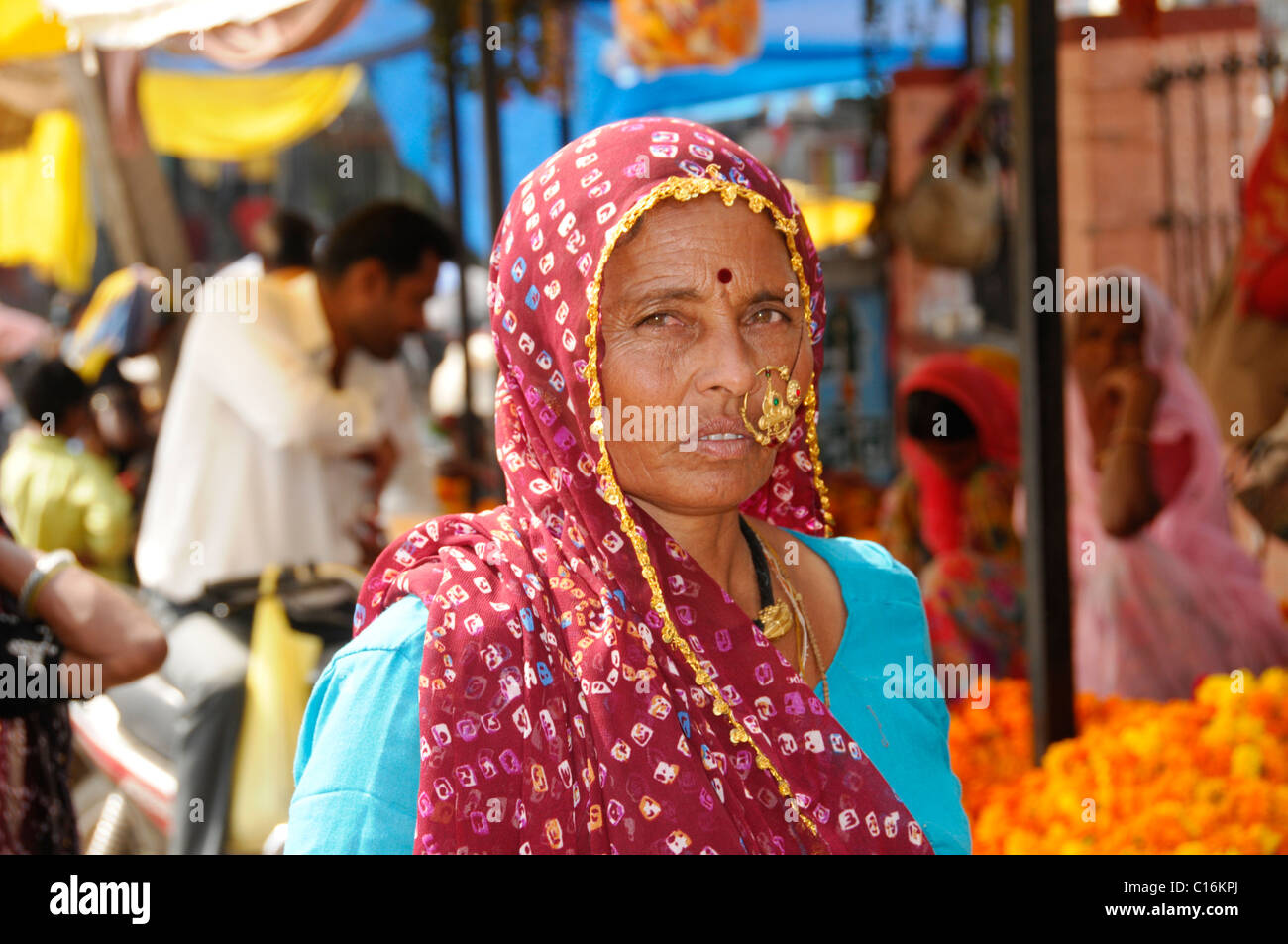 Portrait d'une femme indienne, Kota, Rajasthan, Inde du Nord, l'Asie Banque D'Images