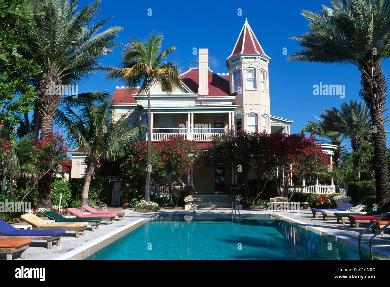 Maison de style colonial, Key West, les clés, Florida, USA Banque D'Images