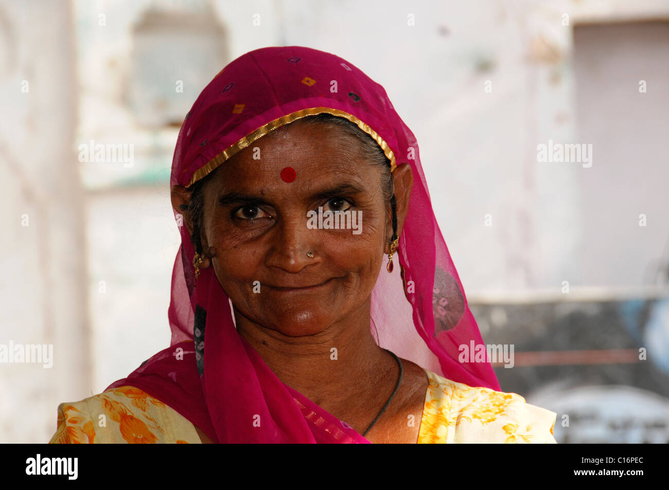 Portrait d'une femme indienne, Jodhpur, Rajasthan, Inde du Nord, l'Asie Banque D'Images