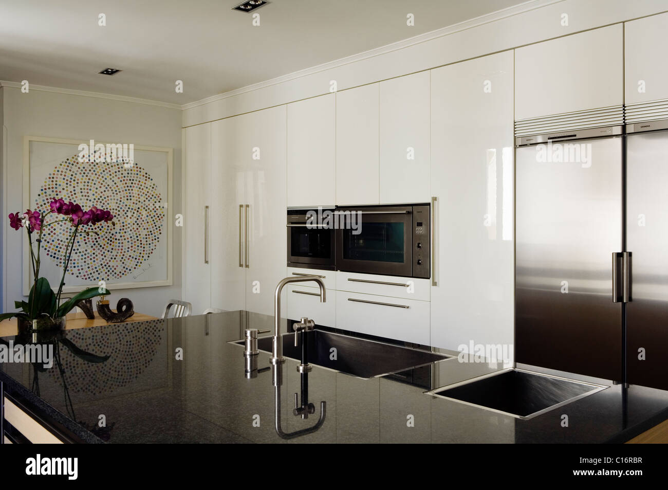 Appartement de collectionneur d'art avec des sculptures et des antiquités Banque D'Images