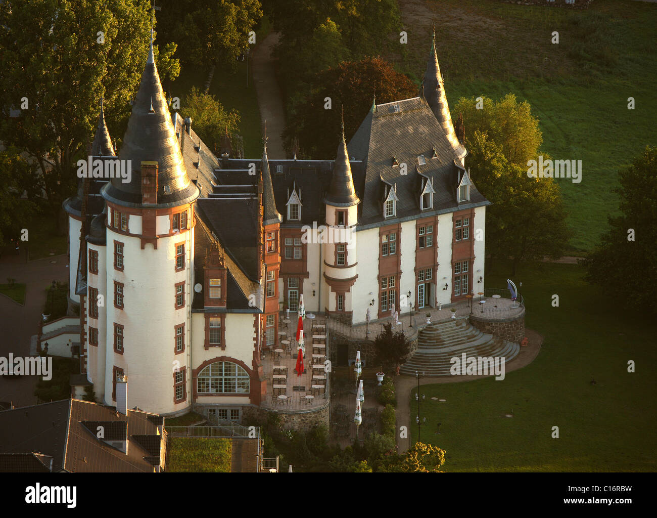 Photographie aérienne, Klink, Château Mueritz, Mecklembourg-Poméranie-Occidentale, Allemagne, Europe Banque D'Images