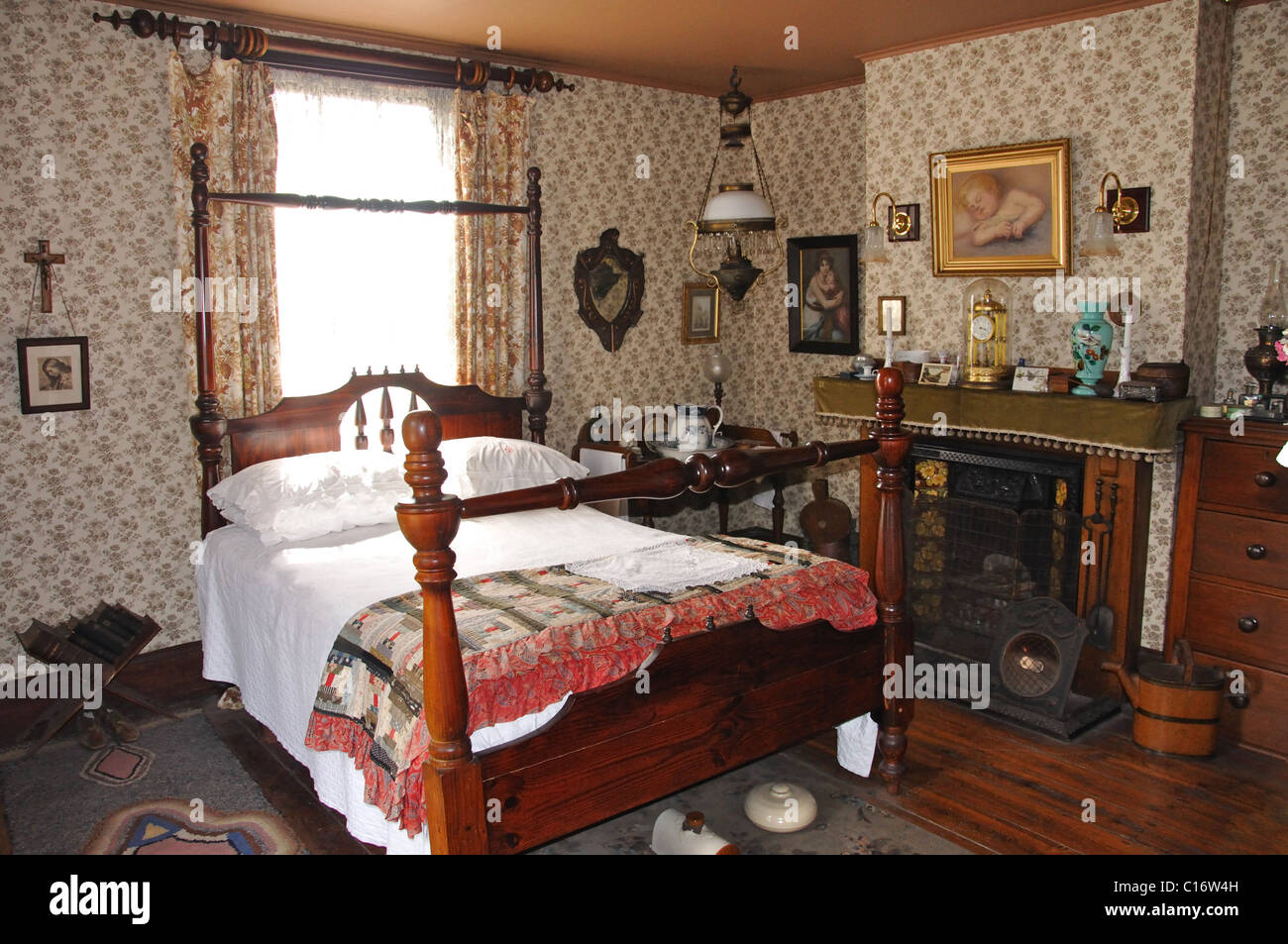 La chambre principale, maison Victorienne, Ferrymead Ferrymead Heritage Park, région, Christchurch, Canterbury, île du Sud, Nouvelle-Zélande Banque D'Images