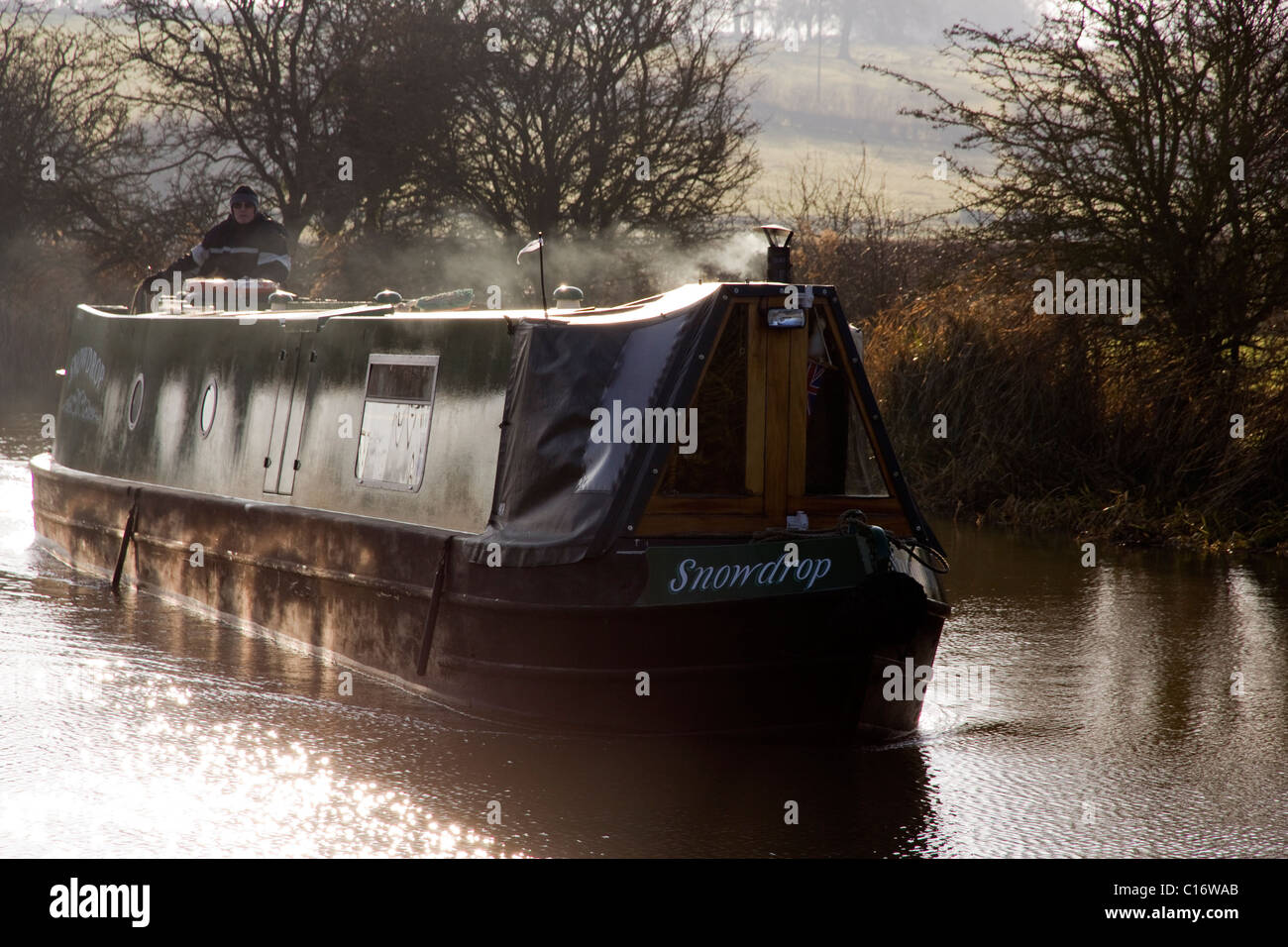 Narrowboat sur Leicester Line du Grand Union Canal près de Foxton Locks, Market Harborough, Leicestershire Banque D'Images