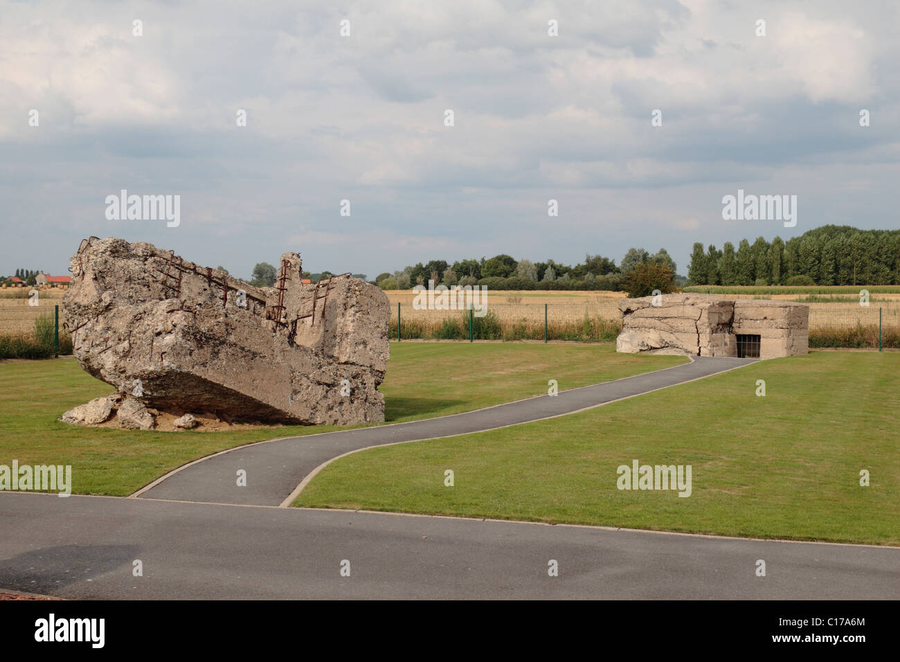 L'allemand Première Guerre mondiale dans la soute Fromelles Australian Memorial Park, Fromelles, France. Banque D'Images