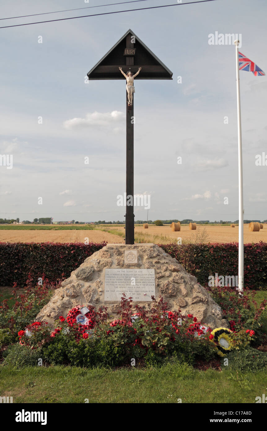 Mémorial pour le Capitaine Paul Adrian Kennedy, 4e Brigade de carabiniers, qui a été tué pendant la bataille de la crête d'Aubers en 1916. Banque D'Images