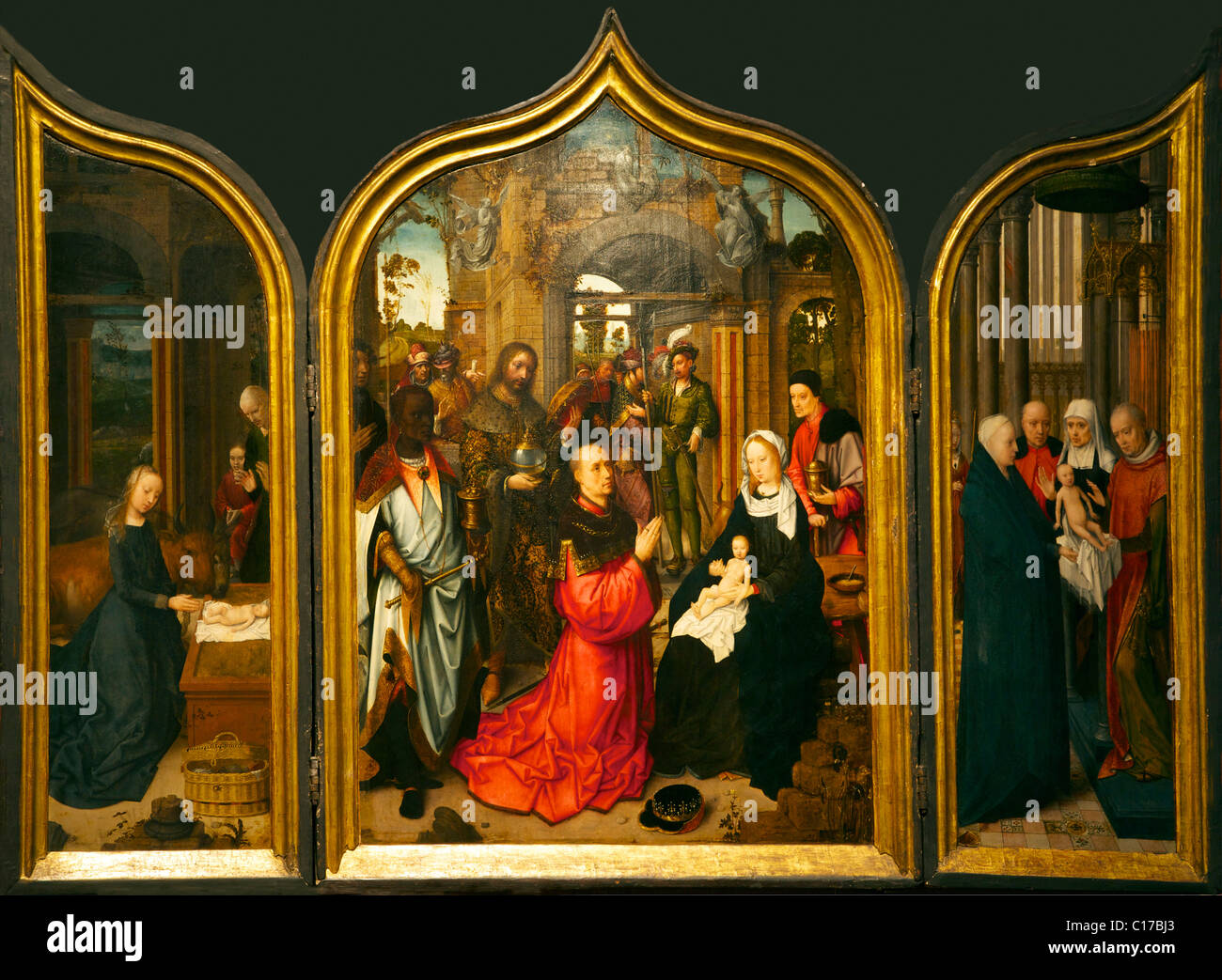 Adoration des Mages, Triptyque par Adriaen Isenbrandt, vers 1510-1512, Birmingham Museum & Art Gallery, England, UK Banque D'Images