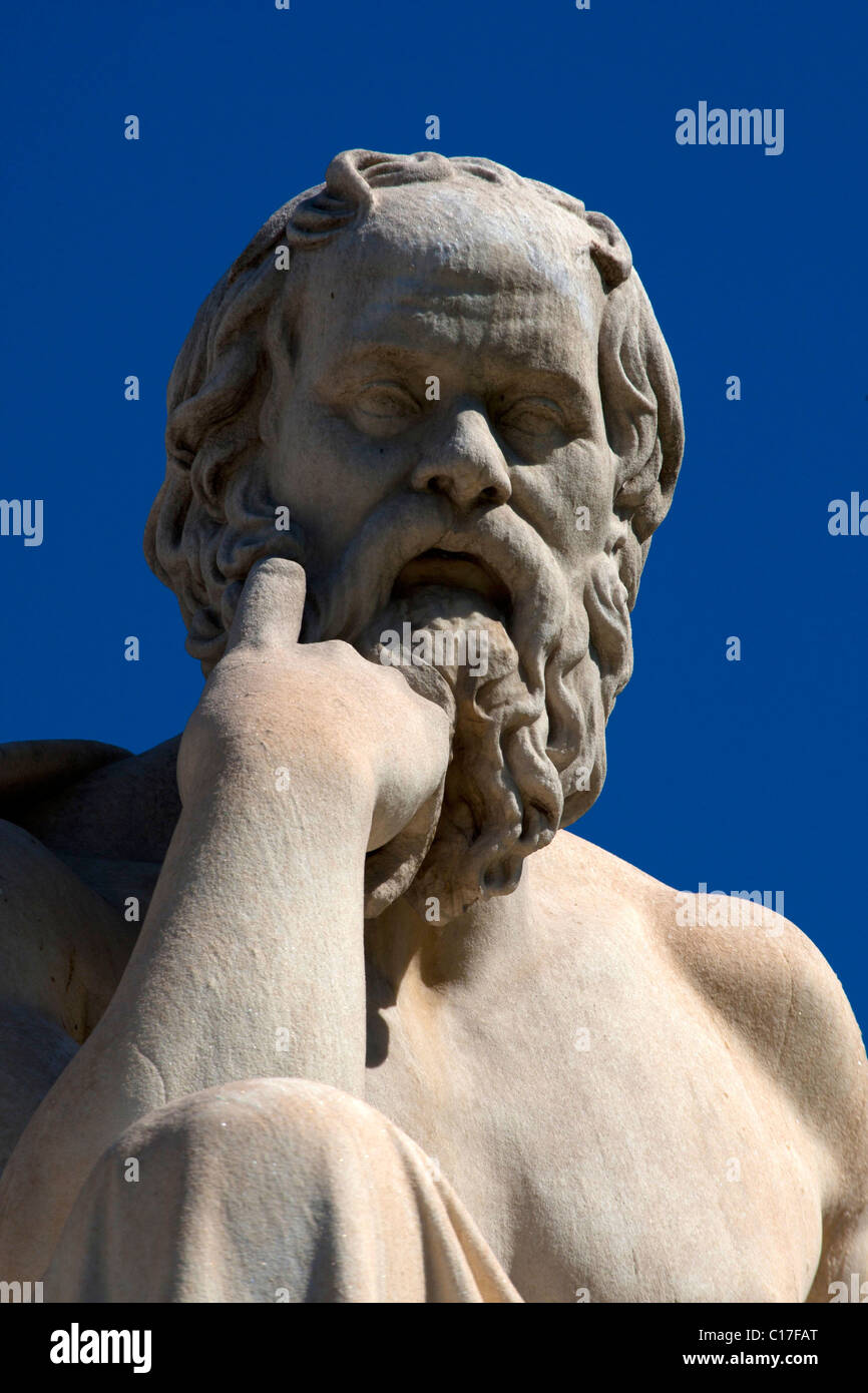 Socrate philosophe statue à l'extérieur de l'Académie d'Athènes Banque D'Images