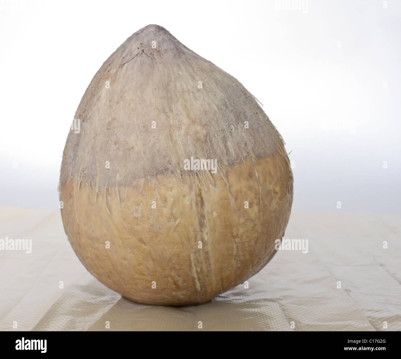 Coque de noix de coco les verts-gauche, mais l'utilisation de l'eau de coco ou de chair de noix de coco à temps. Banque D'Images