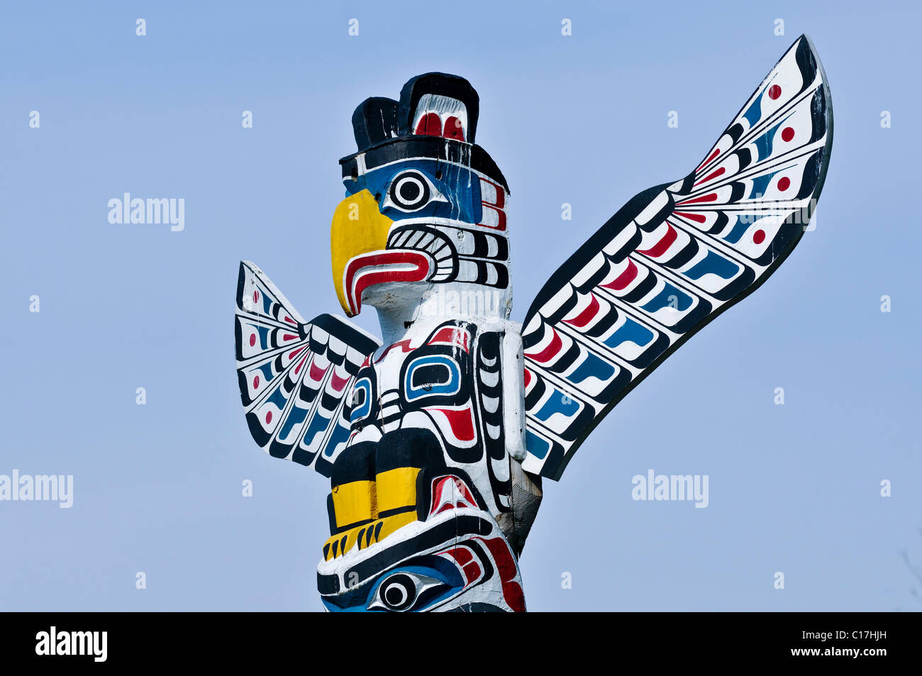 Totem Totem indien, dans le parc Stanley, Vancouver, British Columbia, Canada, Amérique du Nord Banque D'Images