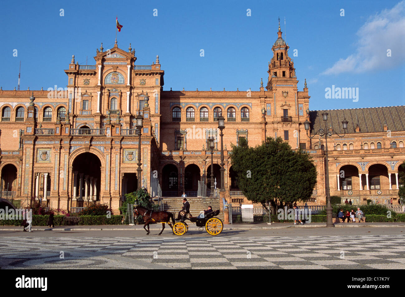 La place Plaza de España, Séville, Andalousie, Espagne, Europe Banque D'Images
