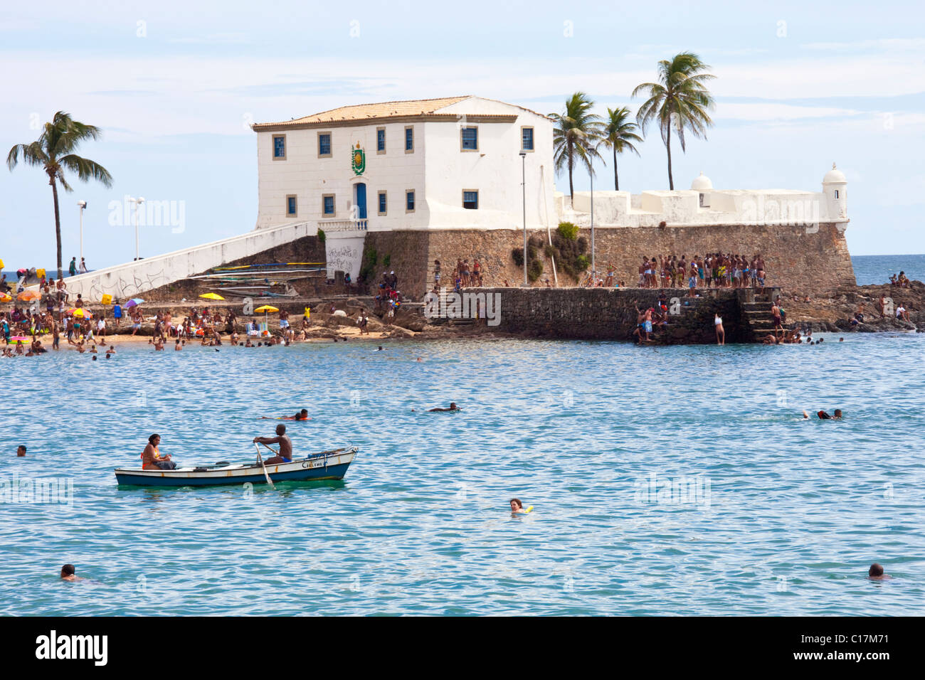 Forte de Santa Maria, Praia Porto da Barra, Salvador, Brésil Banque D'Images