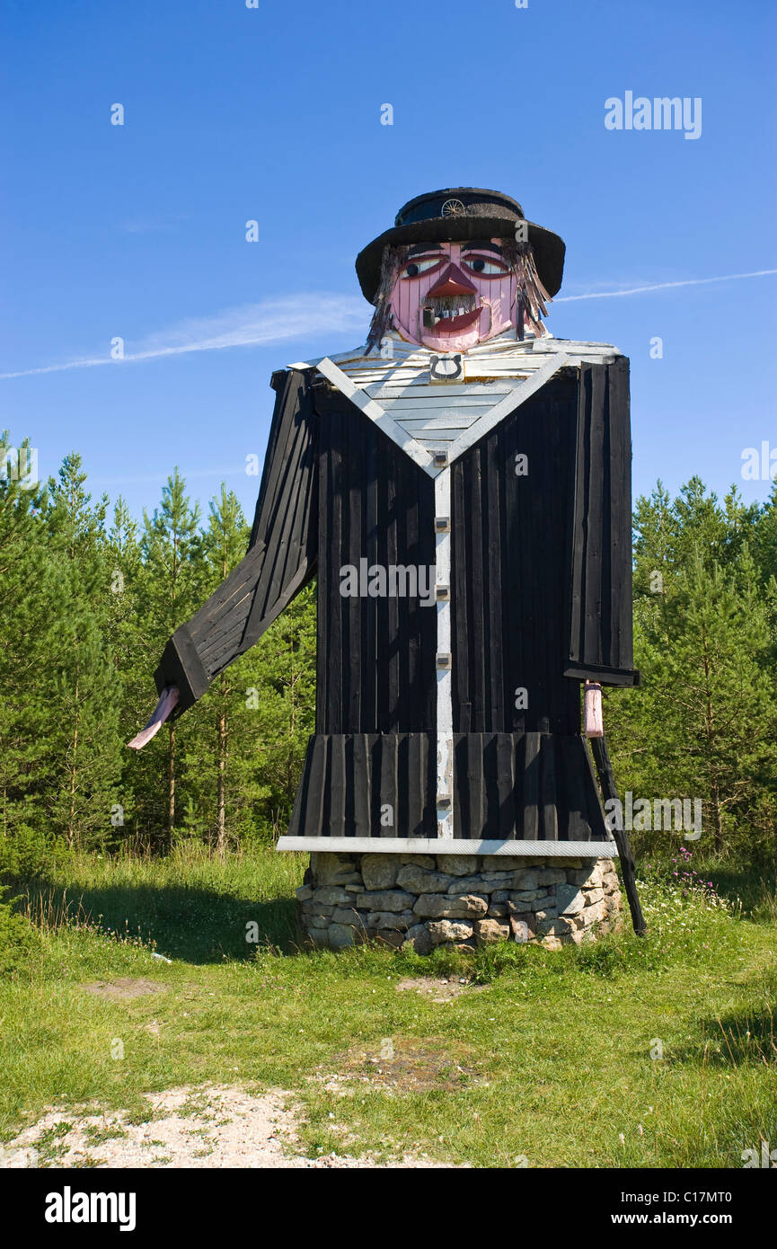 Ninase, ancien moulin transformé en poste d'une œuvre d'art, de l'île de Saaremaa, en mer Baltique, l'Estonie, Pays Baltes Banque D'Images