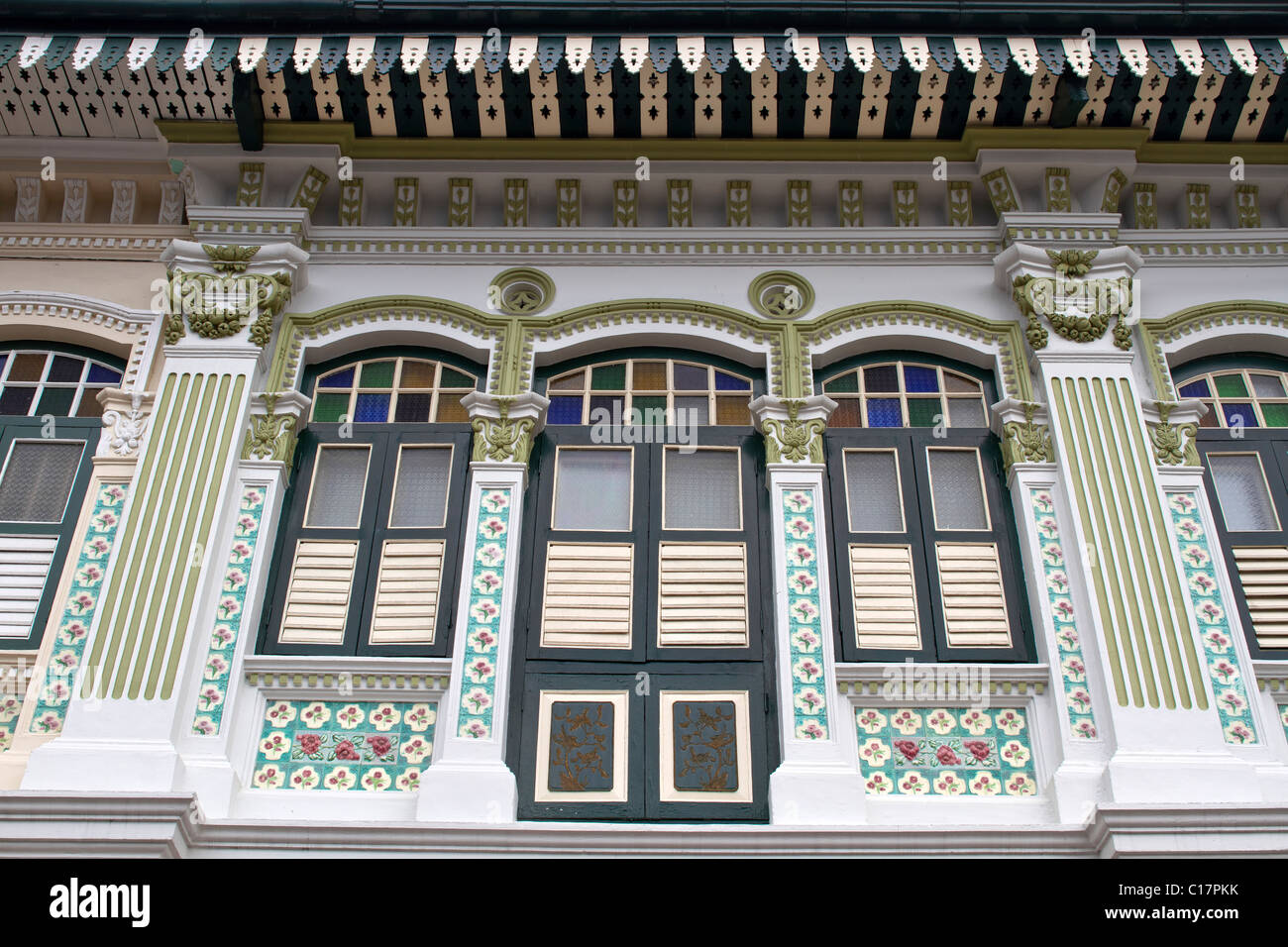 Couleurs historiques terrasse Chambre Peranakan de Singapour 5 Banque D'Images